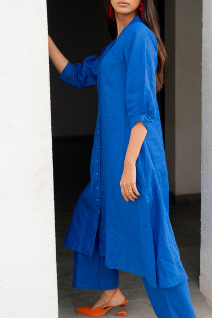 Sapphire Linen buttondown Kurta