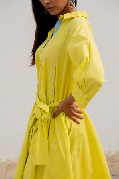 Neembu Yellow Shirt Dress