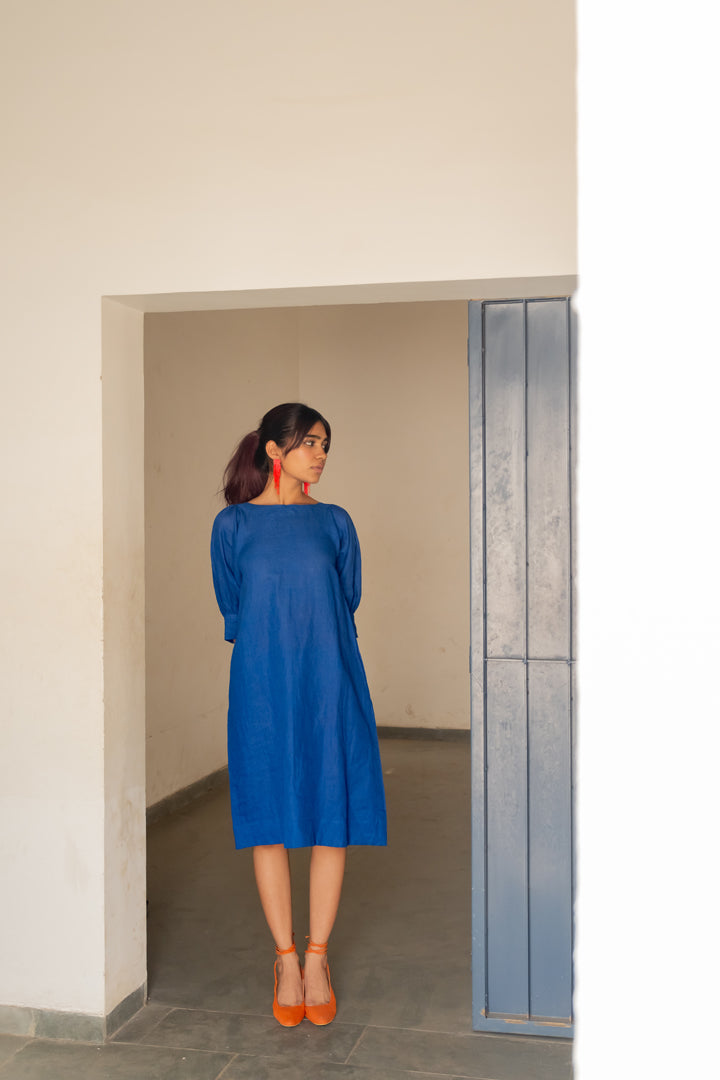 Sapphire Blue Linen Dress