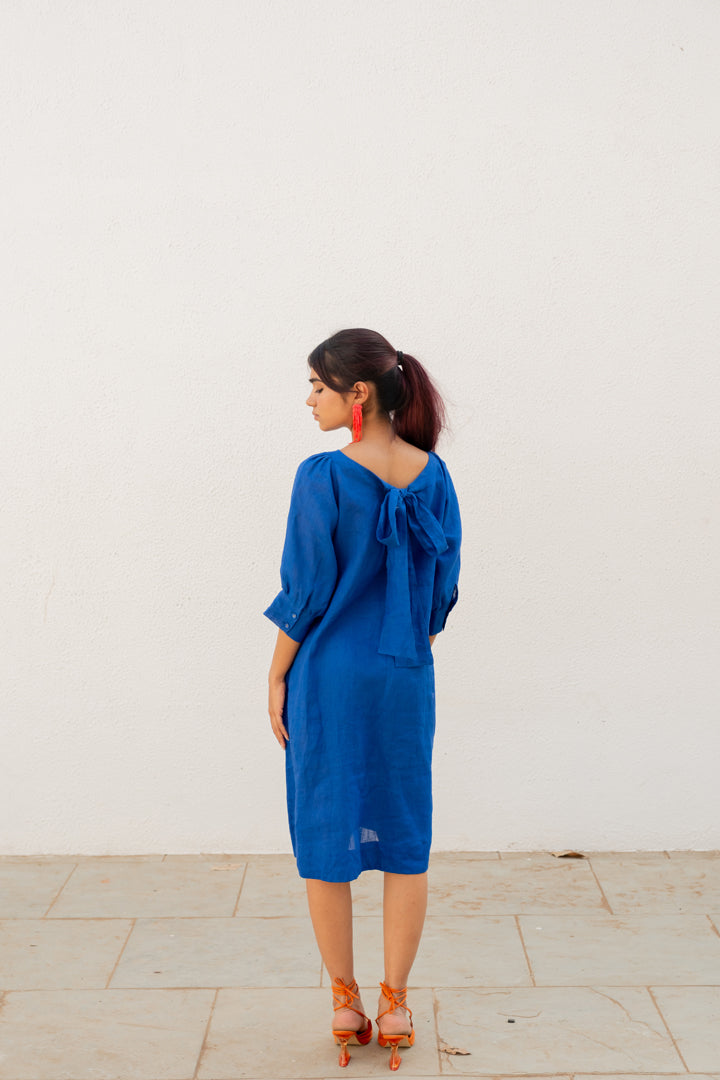 Sapphire Blue Linen Dress