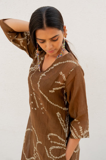 Rosewood Bandhani Kurta Set