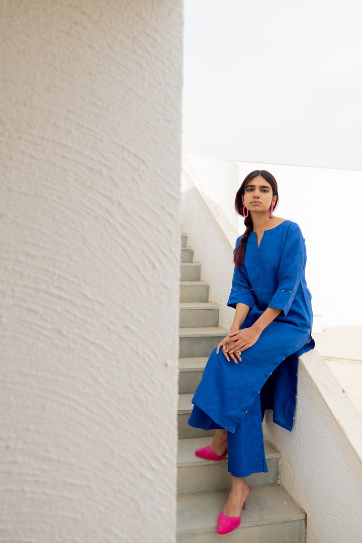 Sapphire Linen Kurta