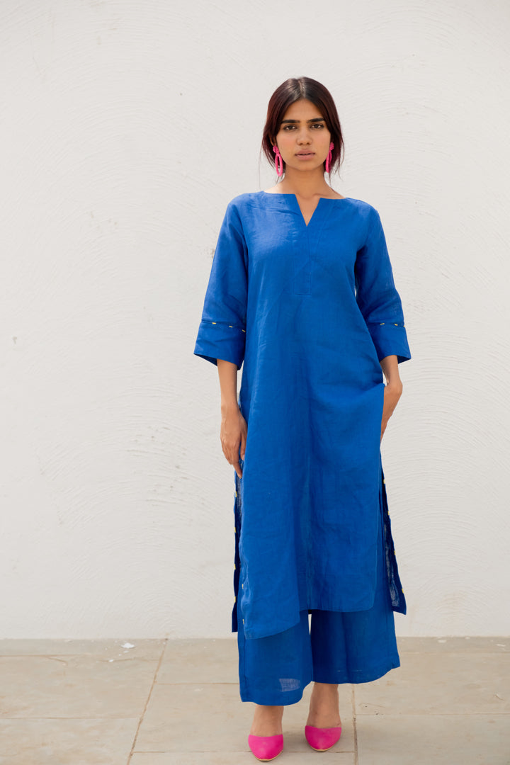 Sapphire Linen Kurta
