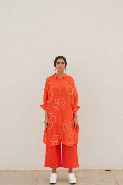 Burnt Orange Bandhani Tunic with Pants