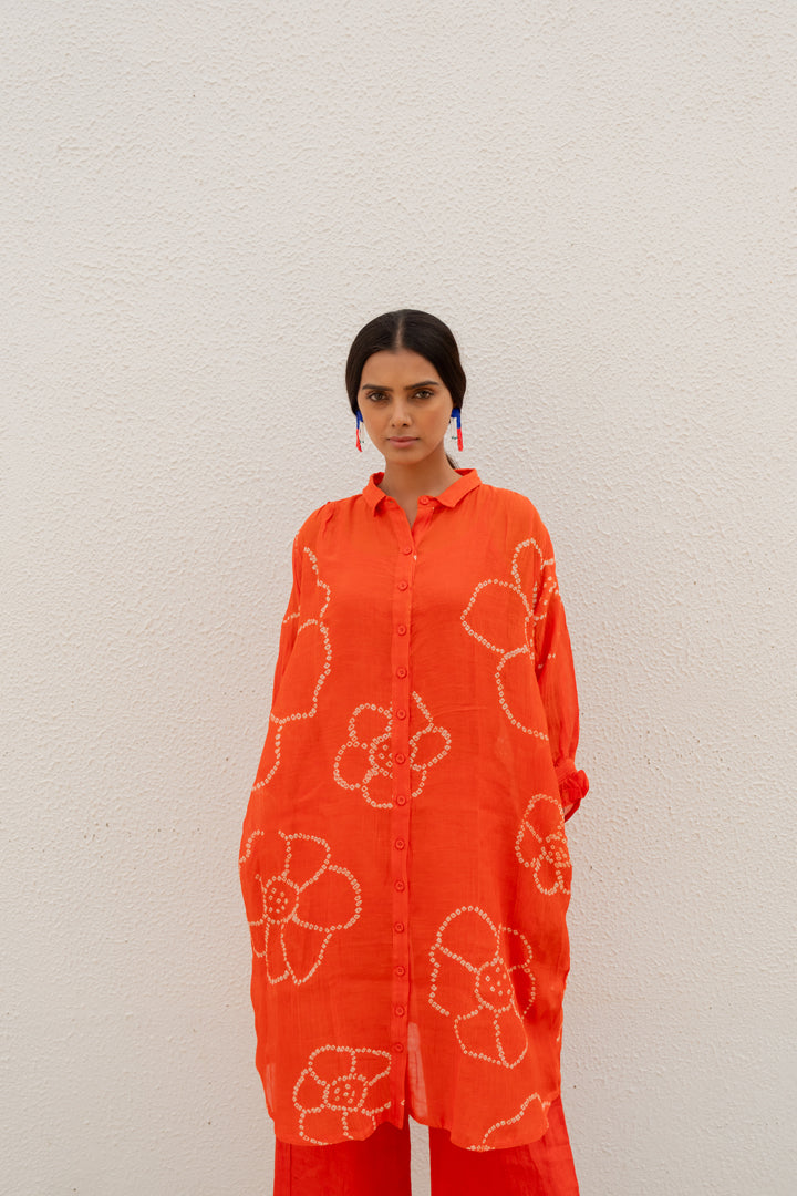 Burnt Orange Bandhani Tunic