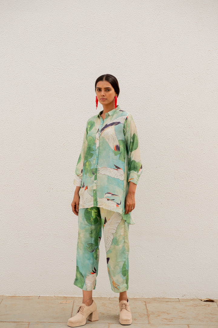Oriental Cranes and Frogs Shirt Co-Ord