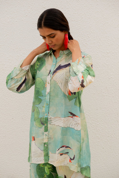 Oriental Cranes and Frogs Shirt Co-Ord