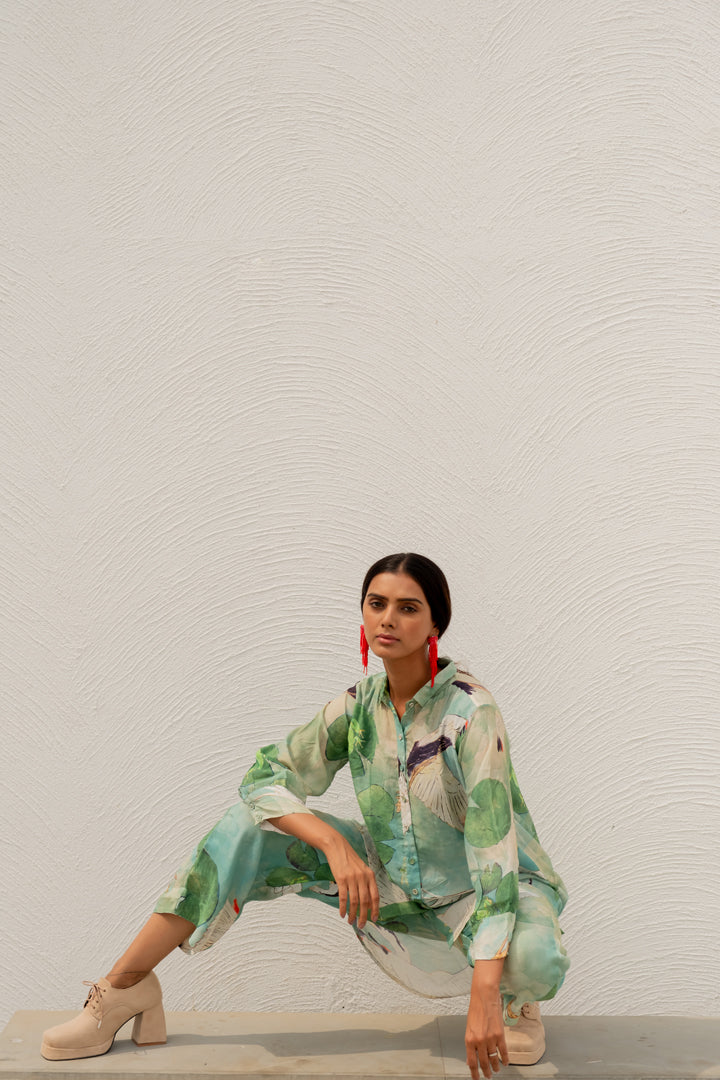 Oriental Cranes and Frogs Shirt Co-Ord