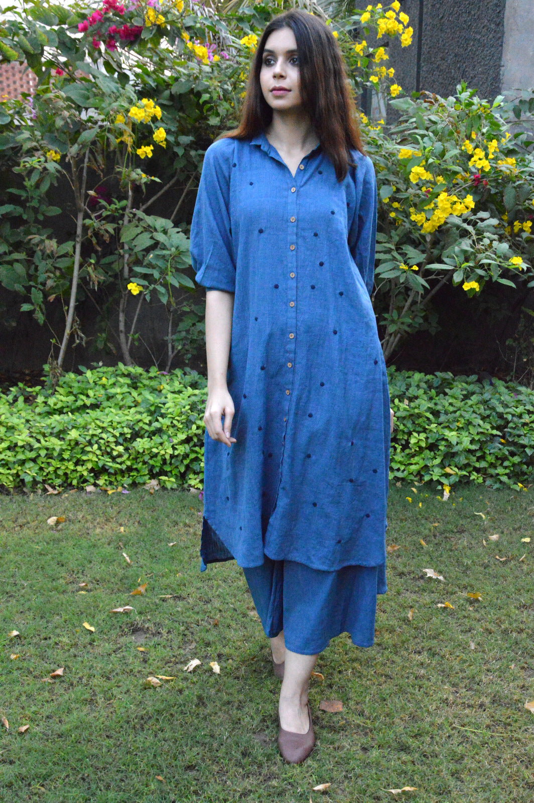 Indigo Applique Tunic and Pants Set