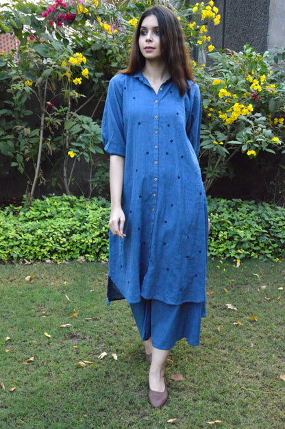Indigo Applique Tunic and Pants Set