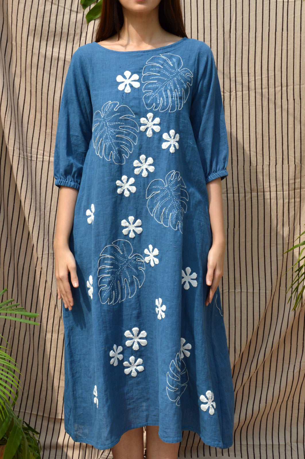 Blue Tropical Applique dress