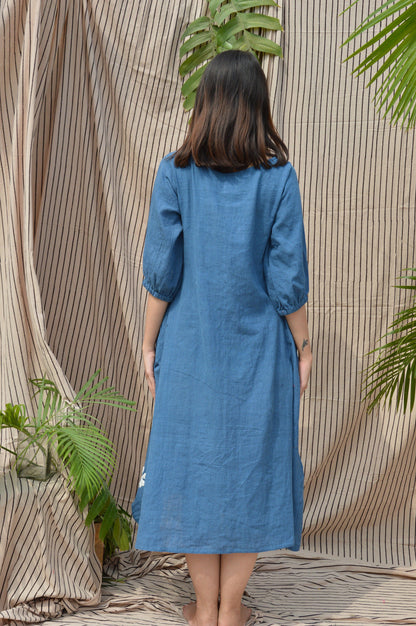 Blue Tropical Applique dress