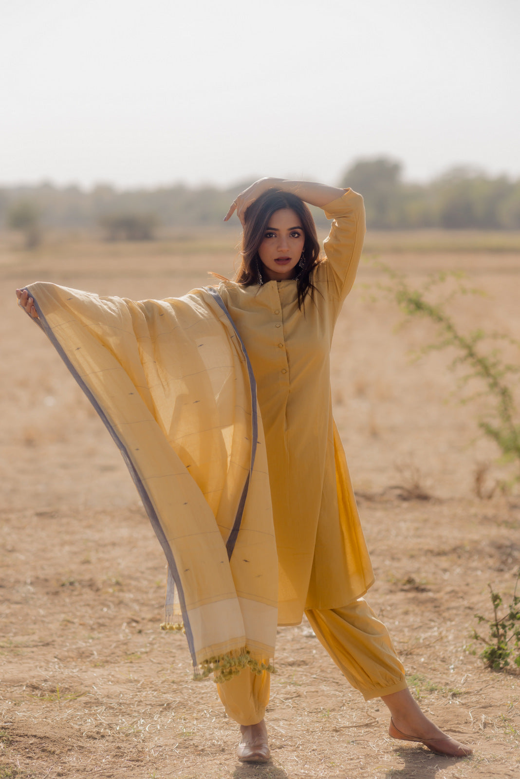 Ochre Jaamdani Dupatta