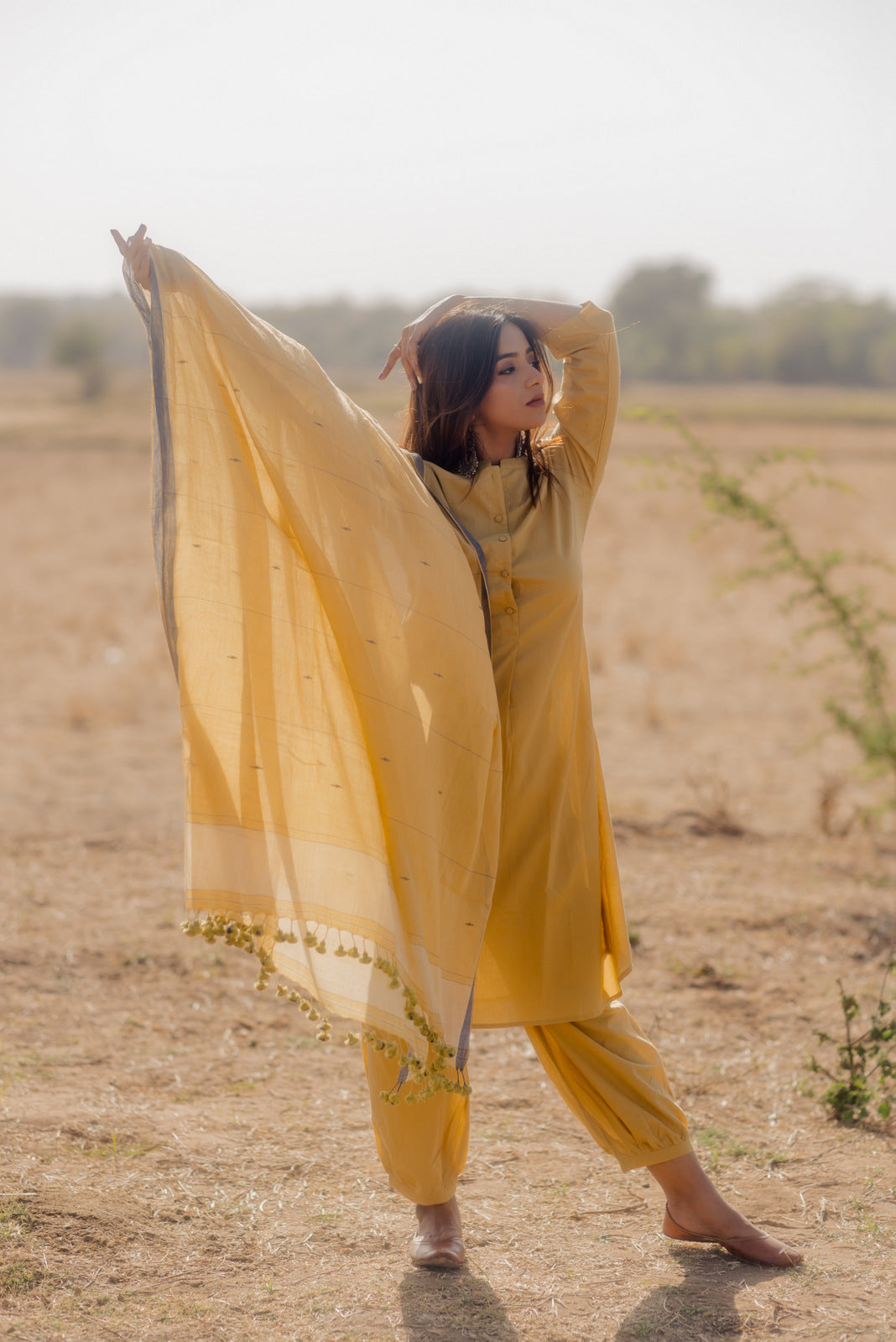 Ochre Jaamdani Dupatta