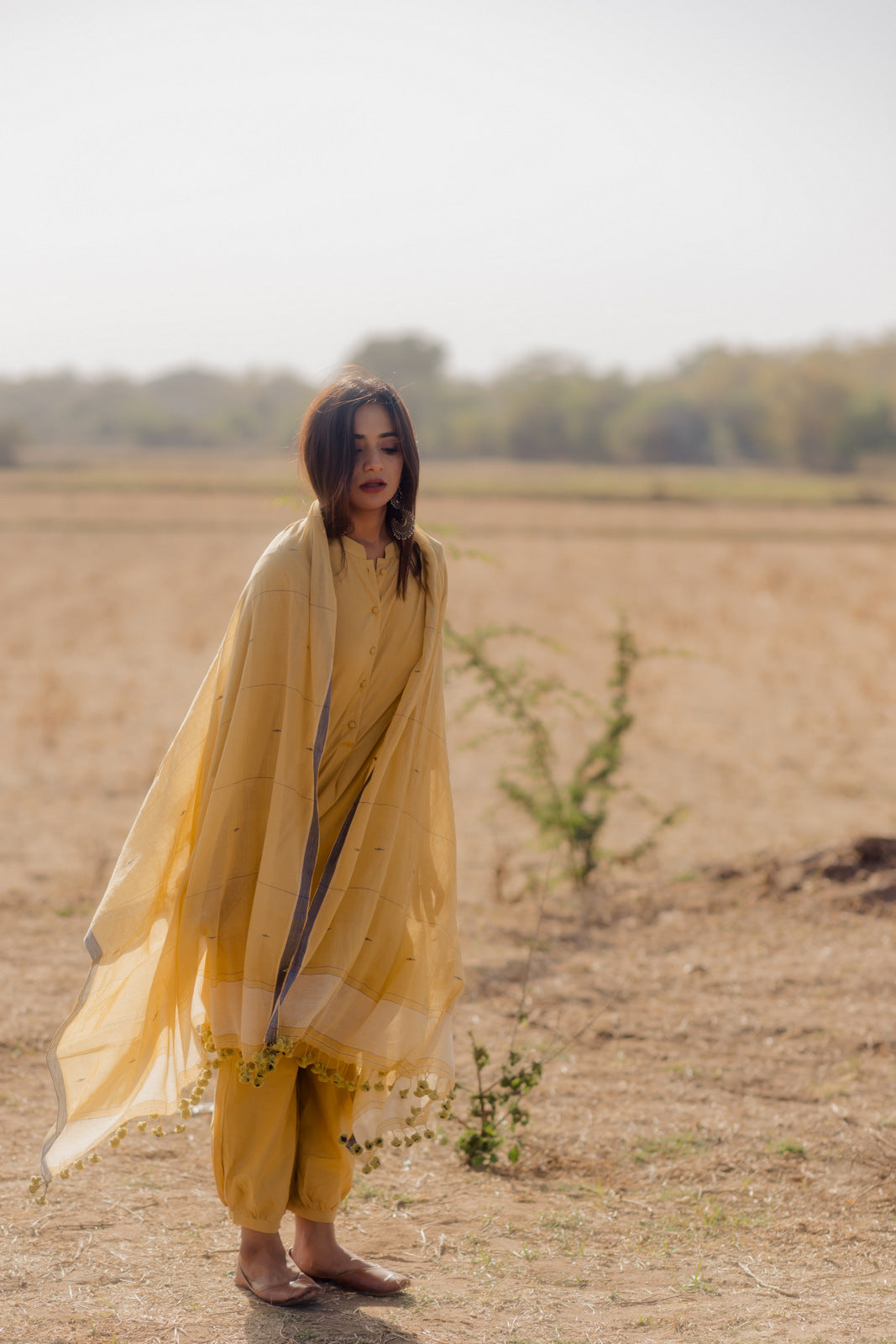 Ochre Jaamdani Dupatta