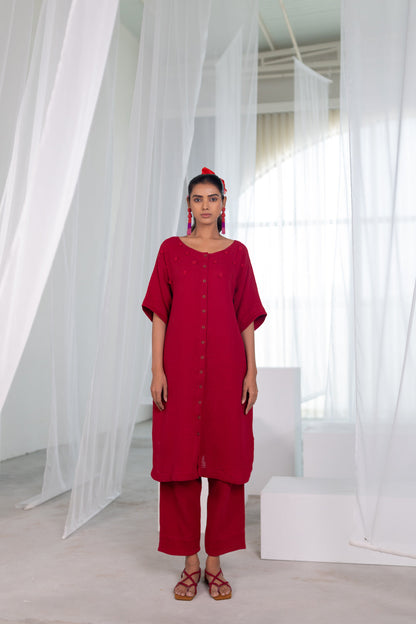 Deep Crimson Monofloral Co-Ord Set