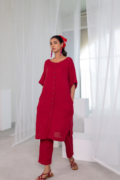 Deep Crimson Monofloral Co-Ord Set