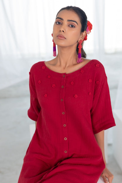 Deep Crimson Monofloral Co-Ord Set