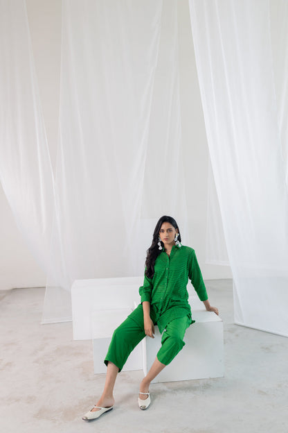 Emerald Lattice Shirt Co-Ord Set