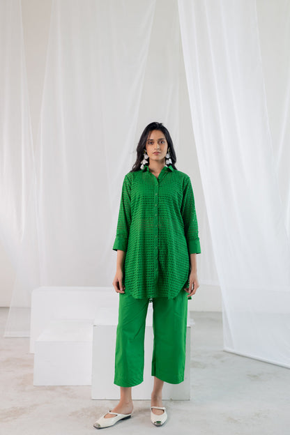 Emerald Lattice Shirt Co-Ord Set