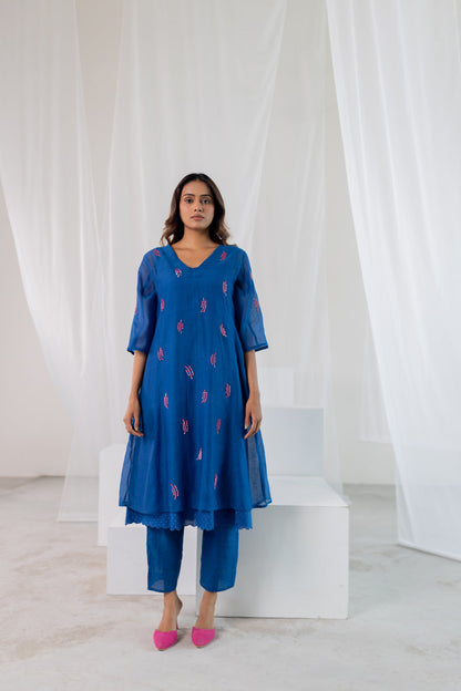 Cobalt Pink Seashore Kurta Set -Set of 2