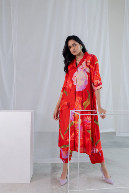 Vermilion Afterlight Orchids Tunic Co-Ord