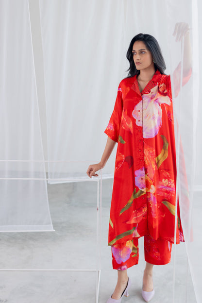 Vermilion Afterlight Orchids Tunic Co-Ord