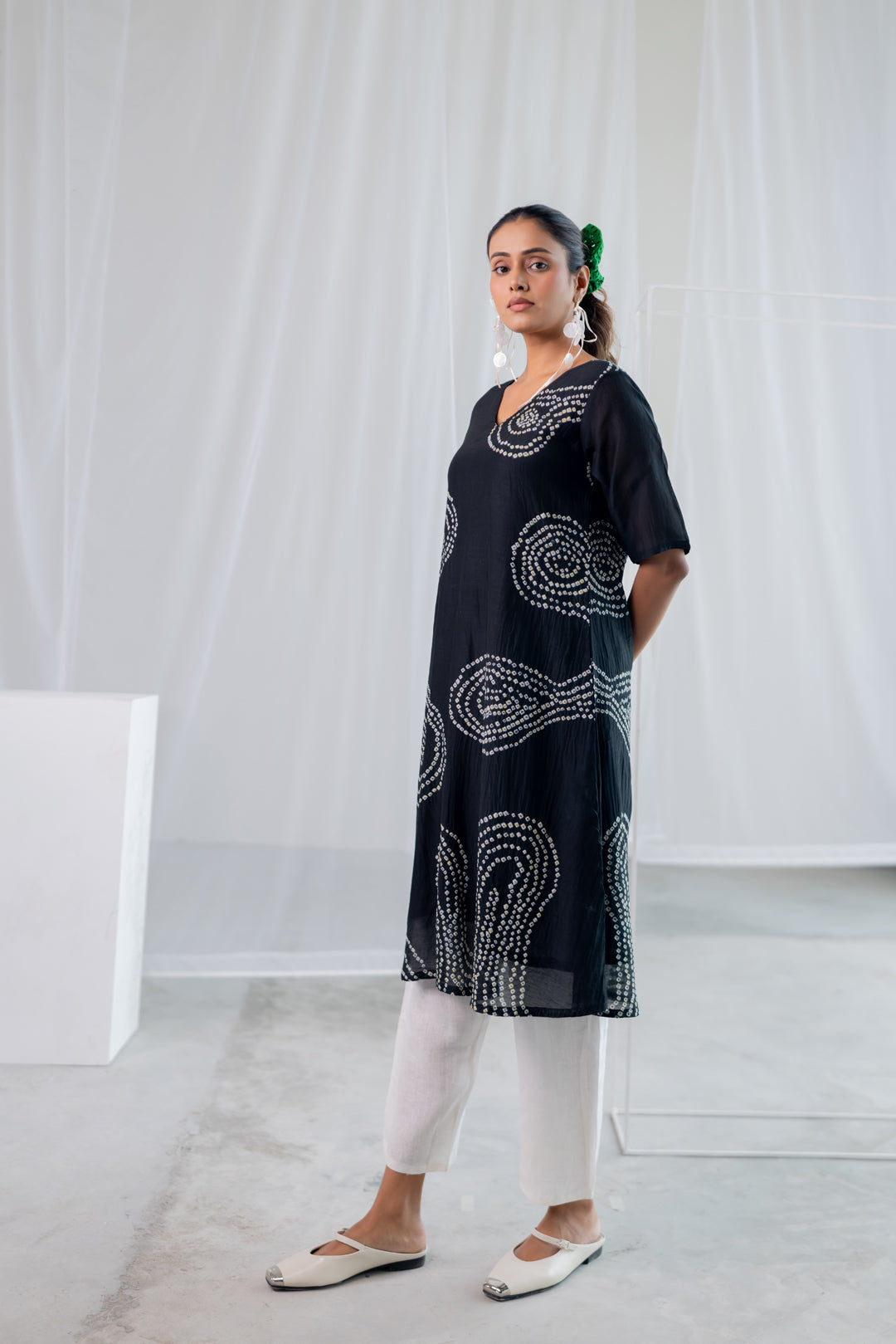 Black Sand Bandhani Kurta