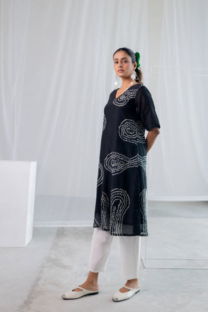 Black Sand Bandhani Kurta