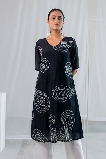 Black Sand Bandhani Kurta Set
