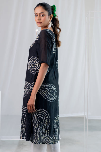 Black Sand Bandhani Kurta Set