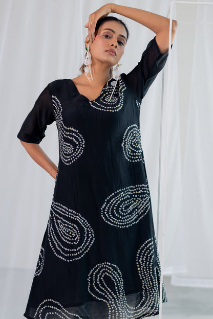Black Sand Bandhani Kurta
