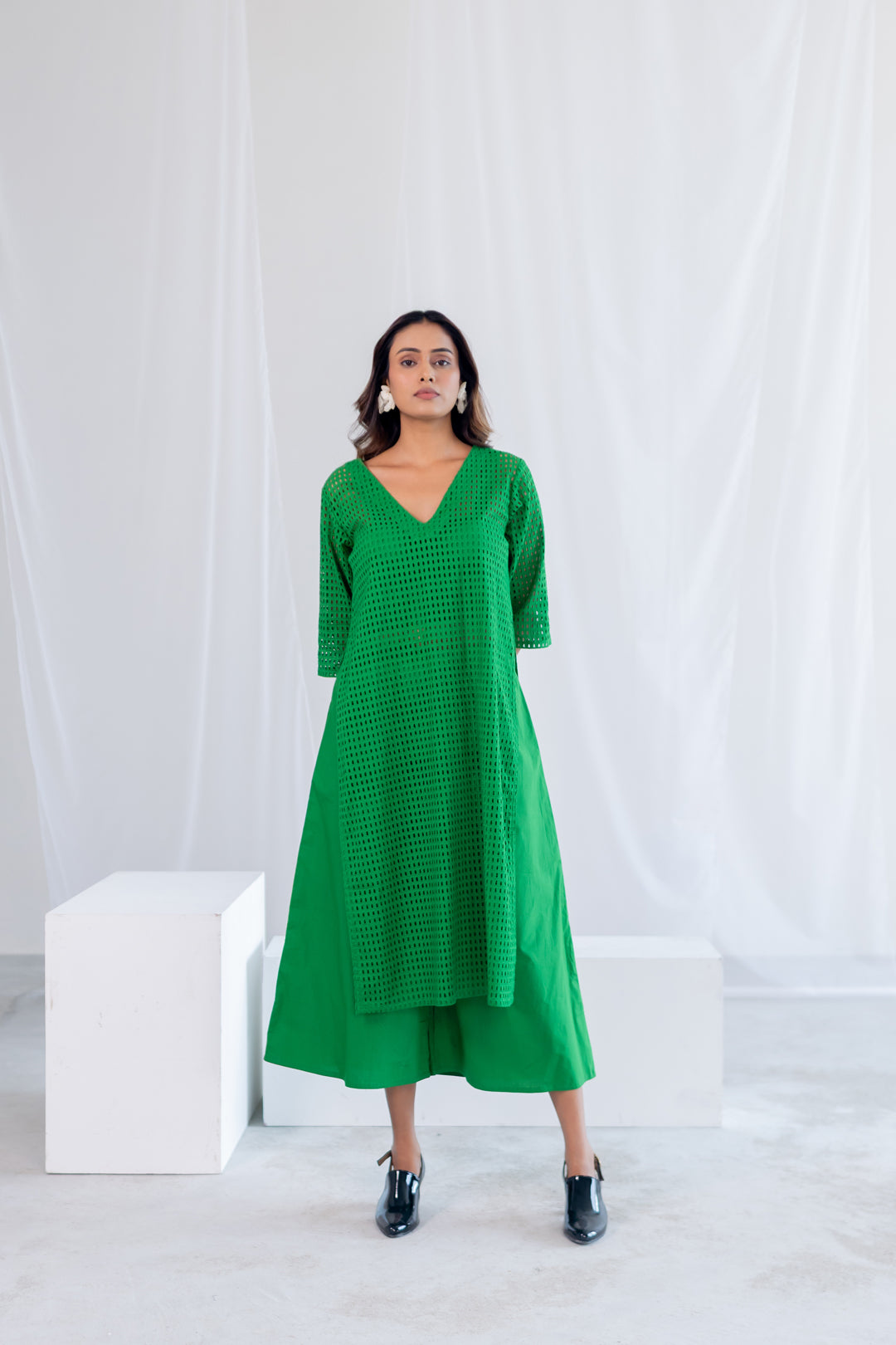 Emerald Eyelet Kurta Co- Ord