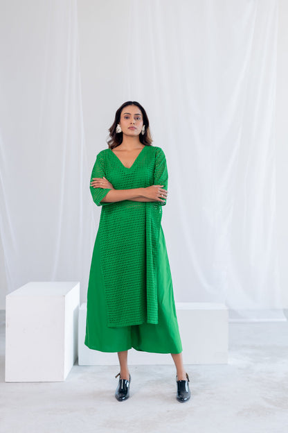 Emerald Eyelet Kurta Co- Ord