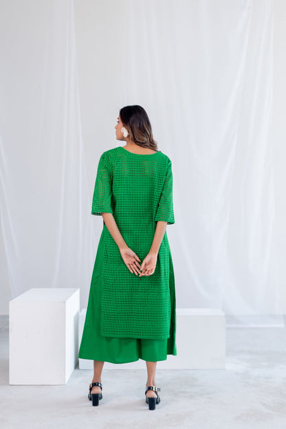 Emerald Eyelet Kurta Co- Ord