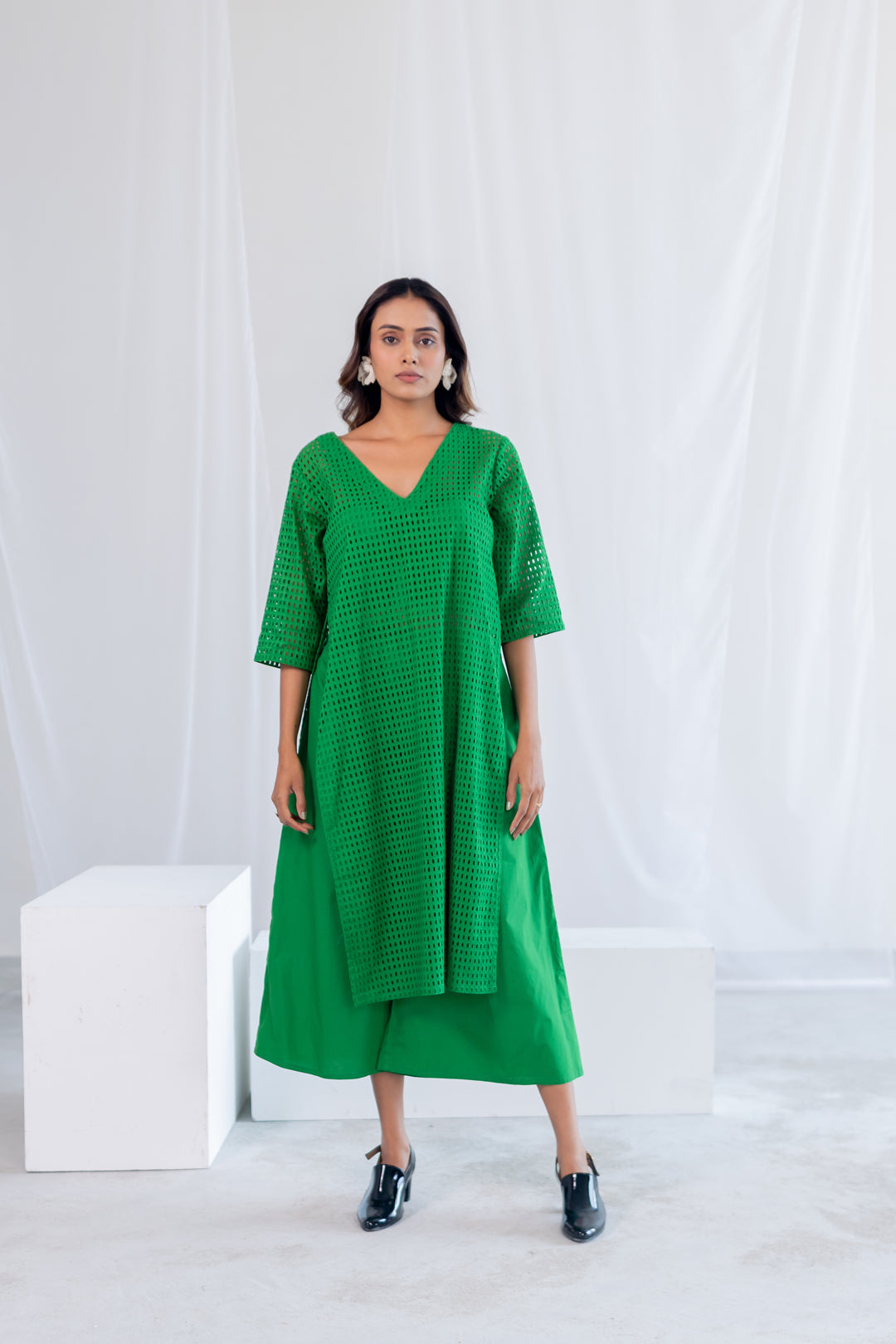 Emerald Eyelet Kurta Co- Ord