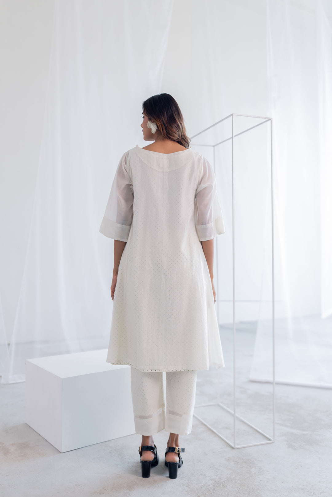 Oatmeal Foliage Applique Kurta