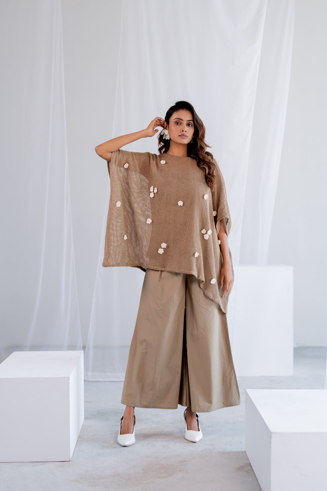 Almond Mesh Kaftan Co-Ord