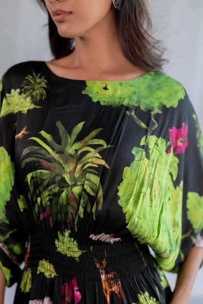 Madagascar Forest Satin Dress
