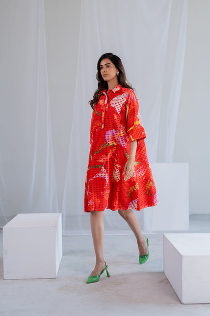 Vermilion Orchids Dress