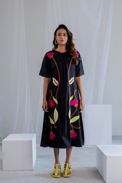 Flowers on Embers Applique Dress