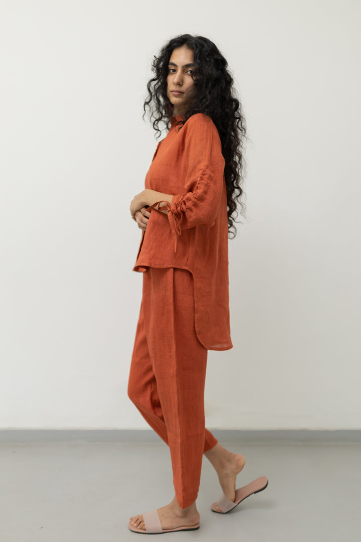 Ginger Orange Linen Top