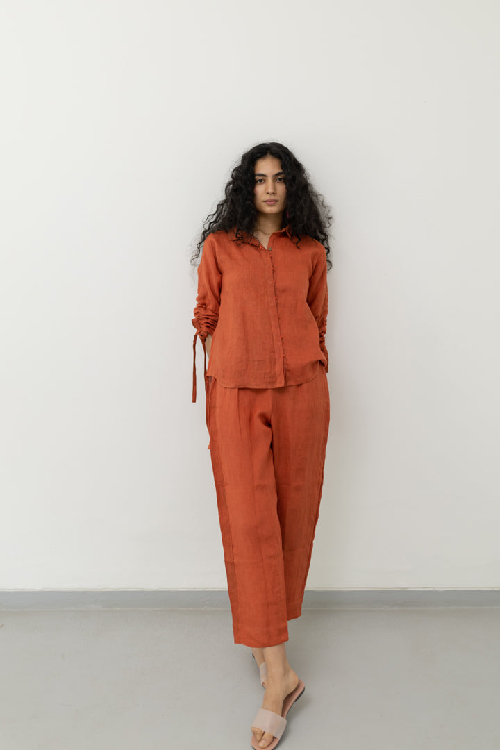 Ginger Orange Linen Top