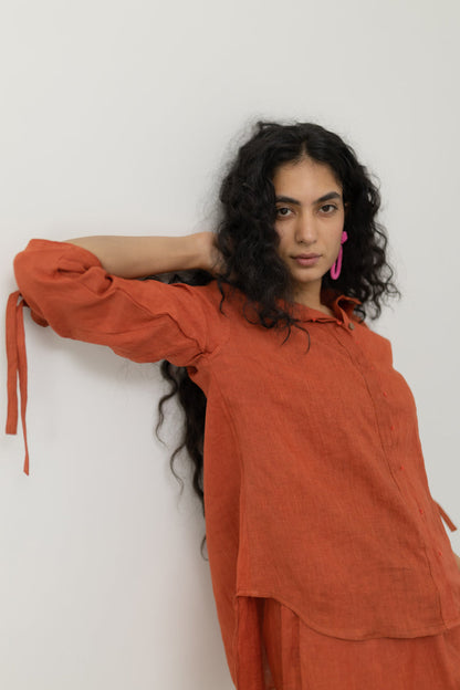 Ginger Orange Linen Top