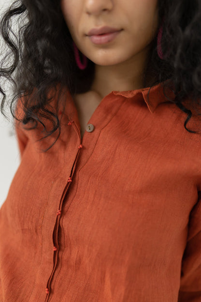 Ginger Orange Linen Top
