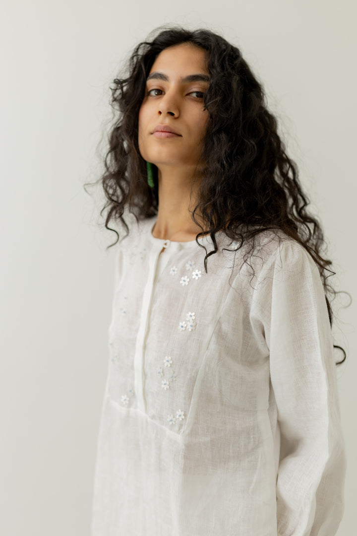 Pristine White linen kurta