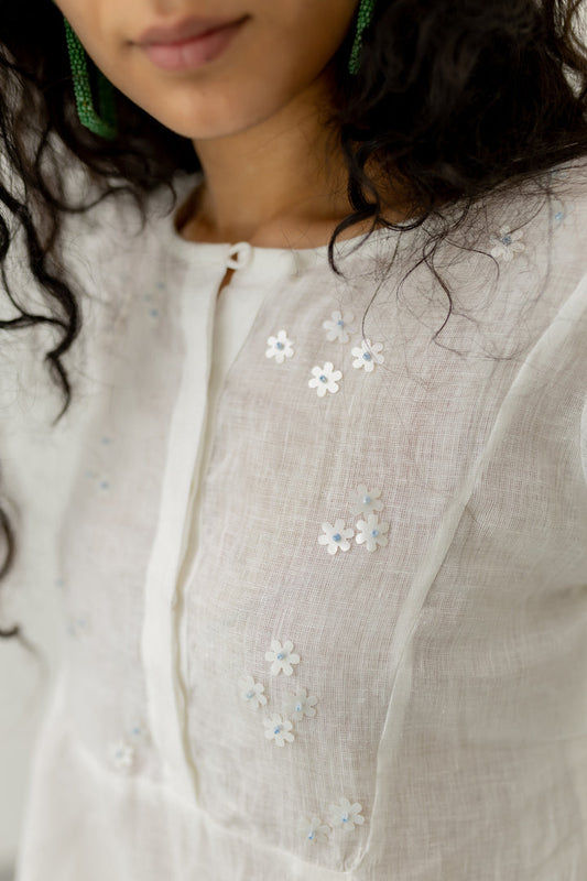 Pristine White linen kurta