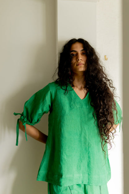 Bottlegreen Linen Top