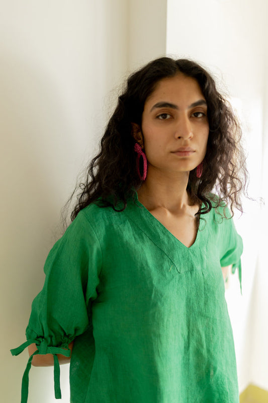 Bottlegreen Linen Top