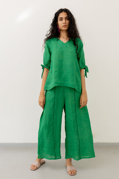Bottlegreen Linen Top